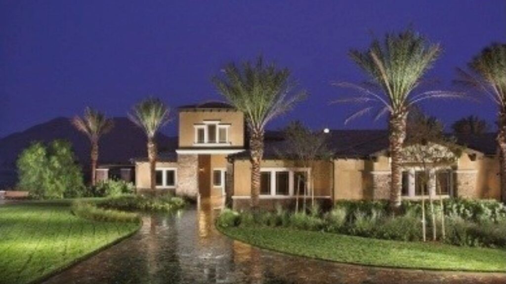 Community clubhouse and lakefront walking trail at Heritage Lake in Menifee, a master-planned neighborhood with higher taxes and HOA fees.