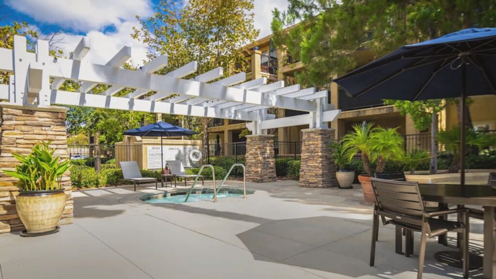 Fountain Glen Temecula 55 plus apartment community with gated access and resort-style pool